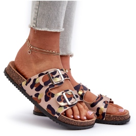 Chanclas de Mujer con Hebillas Beige y Marrón Oliena 10