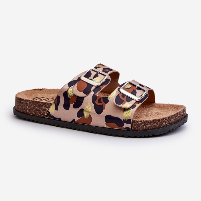 Chanclas de Mujer con Hebillas Beige y Marrón Oliena 2