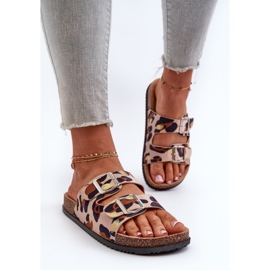 Chanclas de Mujer con Hebillas Beige y Marrón Oliena 5