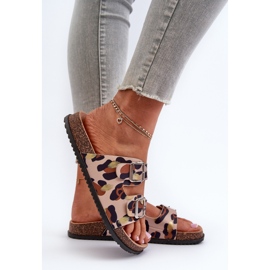 Chanclas de Mujer con Hebillas Beige y Marrón Oliena 8
