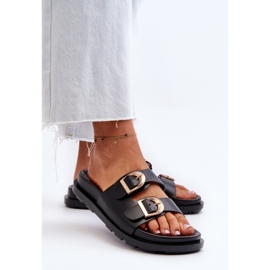Chanclas Mujer Piel Ecológica Con Hebillas Negro Valmira 6