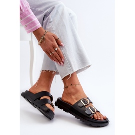 Chanclas Mujer Piel Ecológica Con Hebillas Negro Valmira 7