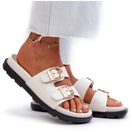 Chanclas Mujer Piel Ecológica Con Hebillas Blanco Valmira 9