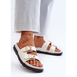Chanclas Mujer Piel Ecológica Con Hebillas Blanco Valmira 3