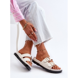 Chanclas Mujer Piel Ecológica Con Hebillas Blanco Valmira 8