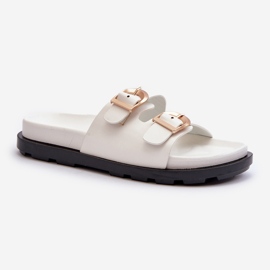 Chanclas Mujer Piel Ecológica Con Hebillas Blanco Valmira 1