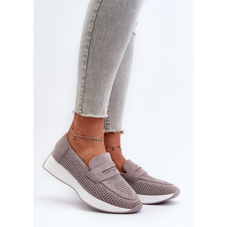 Mocasines Mujer Ante Eco Plataforma Gris Inesqua 2
