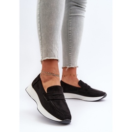 Mocasines De Mujer Con Plataforma Ante Eco Negro Inesqua 3