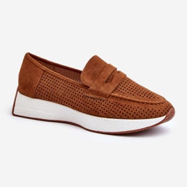 Mocasines Inesqua Mujer Ante Eco Camello Con Plataforma marrón 1