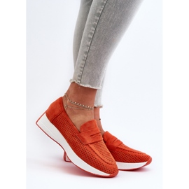 Mocasines Mujer Ante Eco Plataforma, Naranja, Inesqua 2
