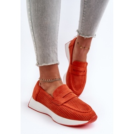 Mocasines Mujer Ante Eco Plataforma, Naranja, Inesqua 5