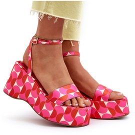 Sandalias Estampadas Con Plataforma Y Cuña Fucsia Wiandia rosado 11
