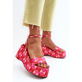 Sandalias Estampadas Con Plataforma Y Cuña Fucsia Wiandia rosado 5