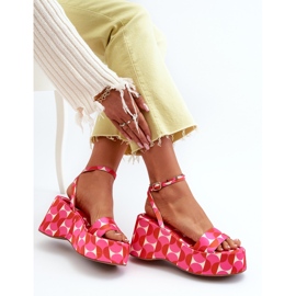 Sandalias Estampadas Con Plataforma Y Cuña Fucsia Wiandia rosado 10