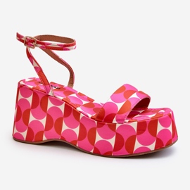 Sandalias Estampadas Con Plataforma Y Cuña Fucsia Wiandia rosado 3