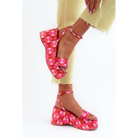 Sandalias Estampadas Con Plataforma Y Cuña Fucsia Wiandia rosado 8