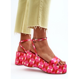 Sandalias Estampadas Con Plataforma Y Cuña Fucsia Wiandia rosado 9