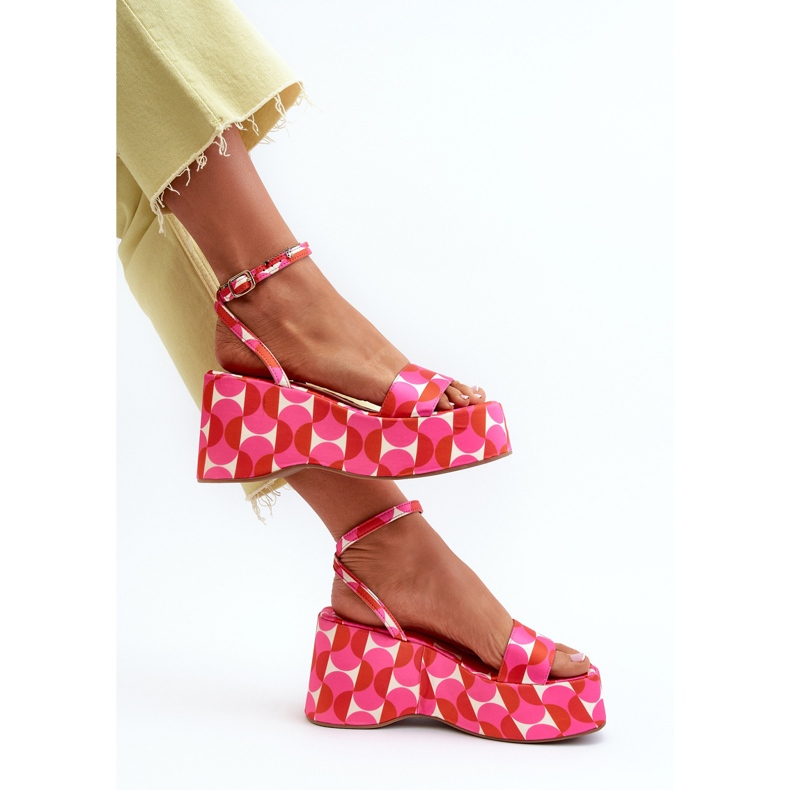 Sandalias Estampadas Con Plataforma Y Cuña Fucsia Wiandia rosa 1