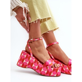 Sandalias Estampadas Con Plataforma Y Cuña Fucsia Wiandia rosa 2