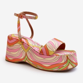 Sandalias Estampadas Con Plataforma Y Cuña Multicolor Wiandia 1