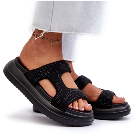 Chanclas decoradas de mujer Jestella negra con plataforma negro 8