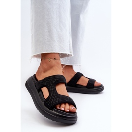 Chanclas decoradas de mujer Jestella negra con plataforma negro 3
