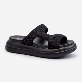 Chanclas decoradas de mujer Jestella negra con plataforma negro 1