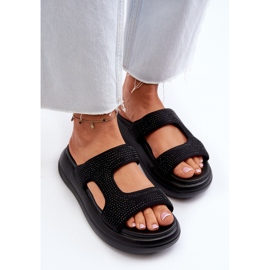 Chanclas decoradas de mujer Jestella negra con plataforma negro 4