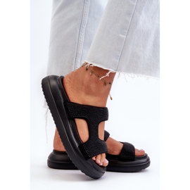 Chanclas decoradas de mujer Jestella negra con plataforma negro 5