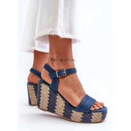 Sandalias cuña mujer denim con trenza azul Reviala 8