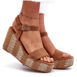Sandalias de Mujer con Cuña y Trenzado Camel Reviala marrón 8