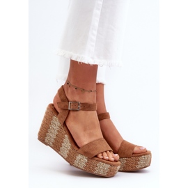 Sandalias de Mujer con Cuña y Trenzado Camel Reviala marrón 2