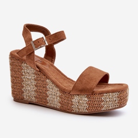 Sandalias de Mujer con Cuña y Trenzado Camel Reviala marrón 1