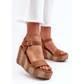 Sandalias de Mujer con Cuña y Trenzado Camel Reviala marrón 3