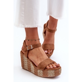 Sandalias de Mujer con Cuña y Trenzado Camel Reviala marrón 5
