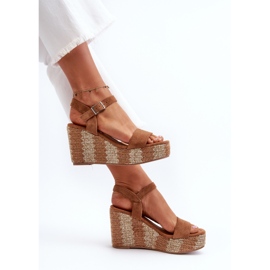 Sandalias de Mujer con Cuña y Trenzado Camel Reviala marrón 6