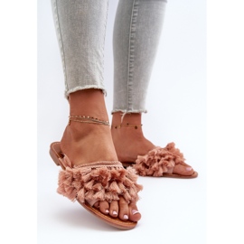 Chanclas Planas De Mujer Con Flecos, Dirty Pink Rialle rosado 3