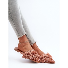 Chanclas Planas De Mujer Con Flecos, Dirty Pink Rialle rosado 7
