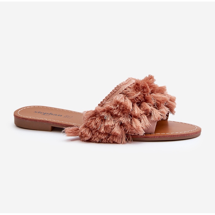 Chanclas Planas De Mujer Con Flecos, Dirty Pink Rialle rosado 1