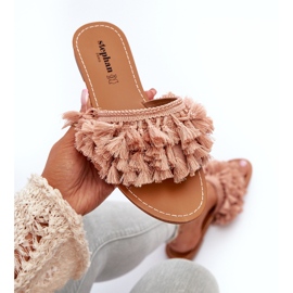 Chanclas Planas De Mujer Con Flecos, Dirty Pink Rialle rosado 8