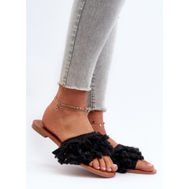 Chanclas Planas De Mujer Con Flecos, Negro Rialle 3
