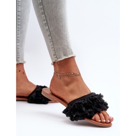 Chanclas Planas De Mujer Con Flecos, Negro Rialle 6