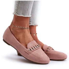 Mocasines Mujer Brillantes Con Cadena Aredilla Rosa rosado 8