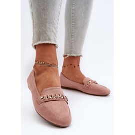 Mocasines Mujer Brillantes Con Cadena Aredilla Rosa rosado 3