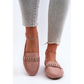 Mocasines Mujer Brillantes Con Cadena Aredilla Rosa rosado 5
