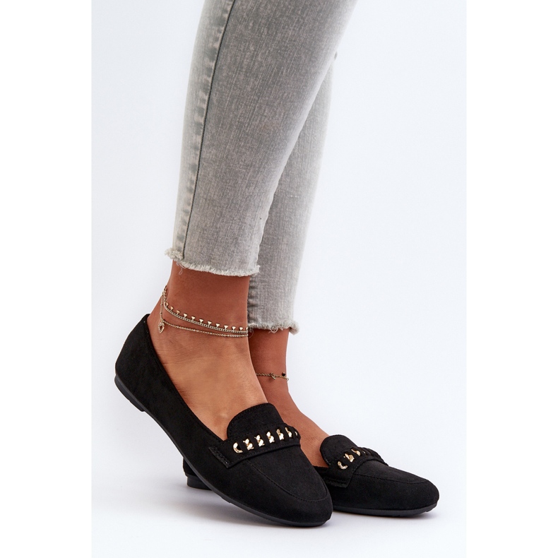 Mocasines Mujer Brillantes Con Cadena, Aredilla Negro 2 Mocasines Mujer Brillantes Con Cadena, Aredilla Negro 2