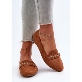 Mocasines Mujer Brillantes Con Cadena Camel Aredilla marrón 6