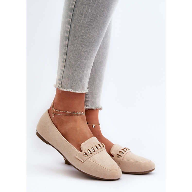 Mocasines Mujer Brillantes Con Cadena Beige Aredilla 2 Mocasines Mujer Brillantes Con Cadena Beige Aredilla 2