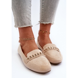 Mocasines Mujer Brillantes Con Cadena Beige Aredilla 5