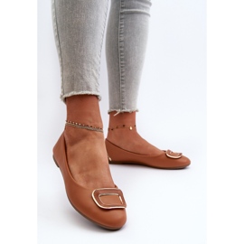 Bailarinas Enicoria Ecopiel Camel con decoración marrón 3